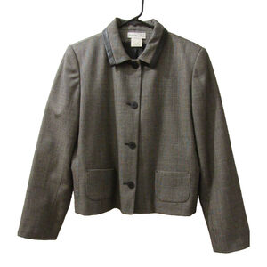 Vintage Harve Benard 100% Wool Suit Jacket Coat Blazer Gray Button Size 8 Womens